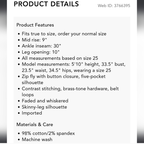 Rag & Bone Cate Mid Rise Blue Skinny Jeans Size 24 - Picture 4 of 12